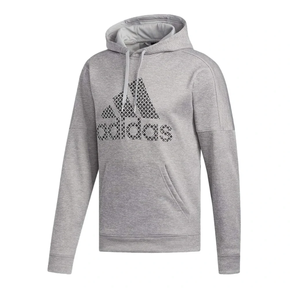 Adidas Men’s Team Issue Badge of Sport Grid Hoodie Medium Grey Heather
